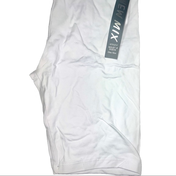 High Waist Thick White Biker Shorts - Picture 6 of 7